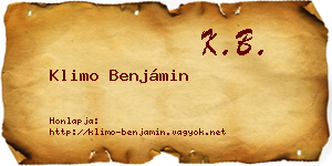 Klimo Benjámin névjegykártya